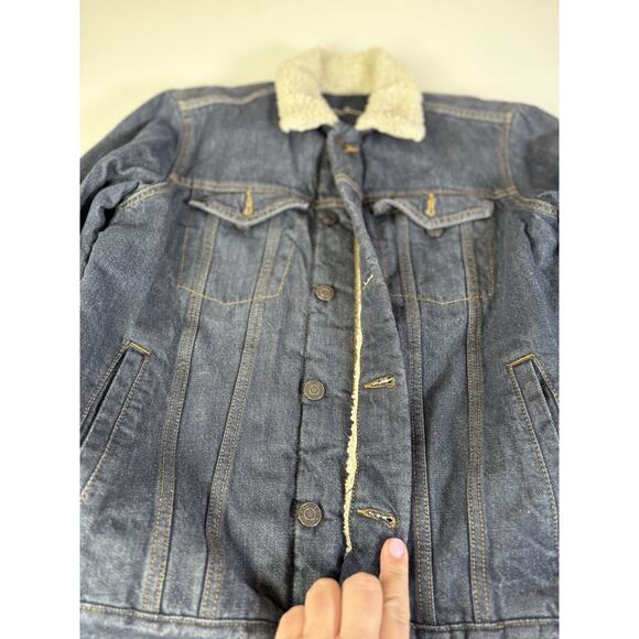 Gap 1969 Dark Denim Sherpa Jacket Small - Picture 2 of 8
